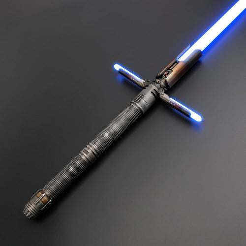 Cal Kestis Crossguard lightsaber with canon blue blades