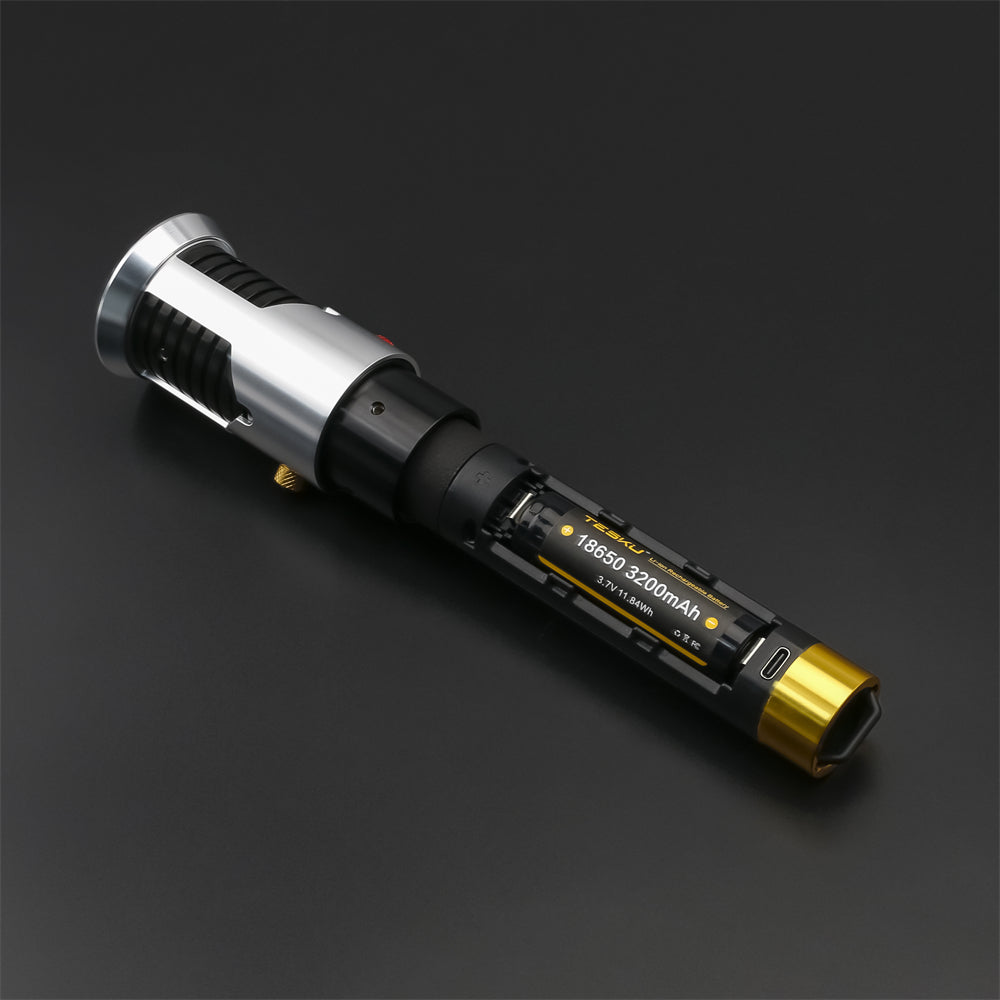 Obi EP1 lightsaber hilt detail on dark grey supplier background